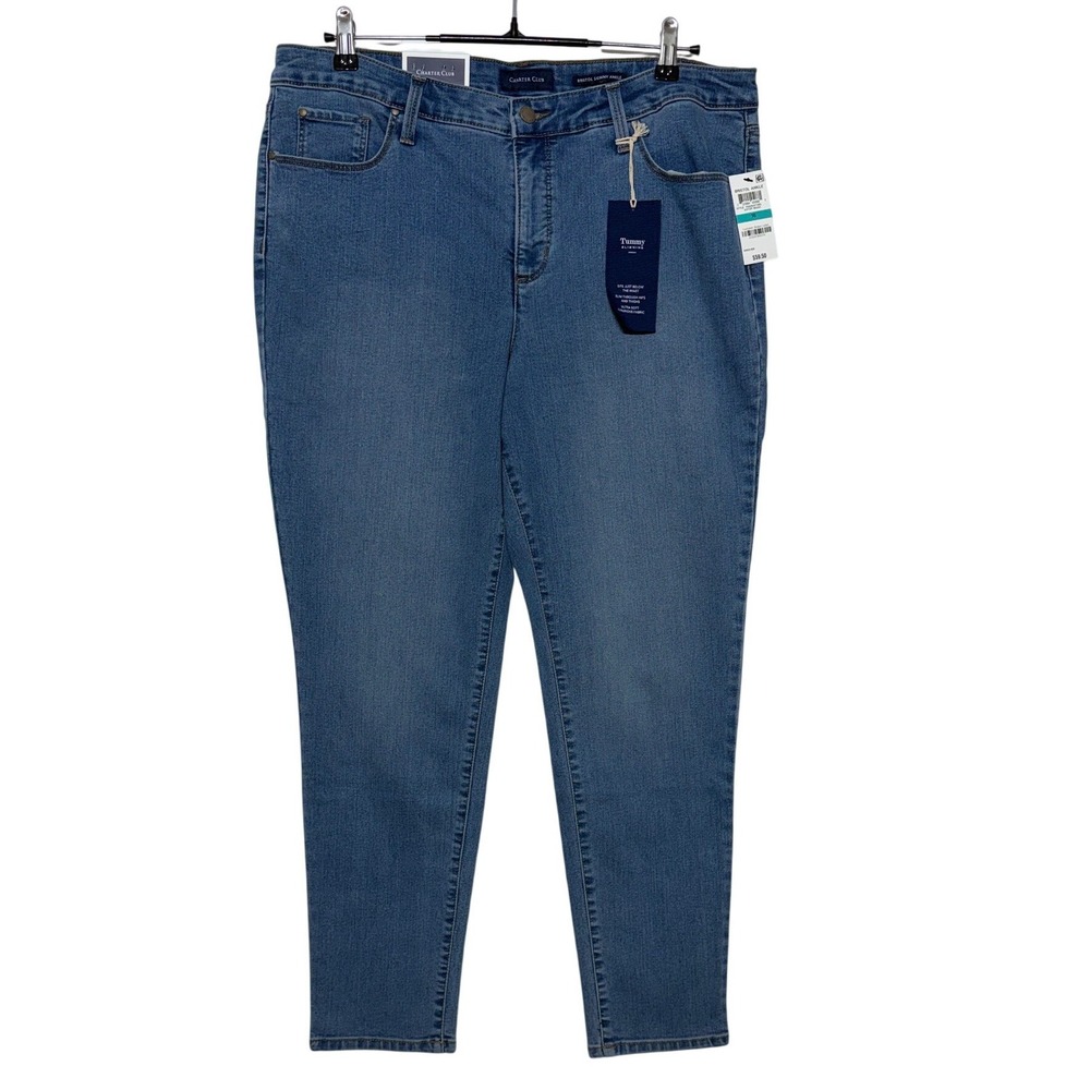 Charter Club Jeans Womens 16 36x28 Blue Skinny Bristol‎ Ankle Tummy Slimming NEW